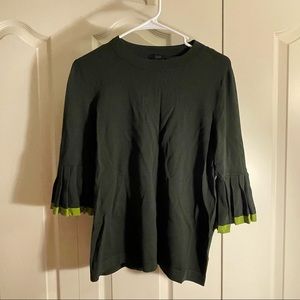 COS Green Pleated Quarter Sleeve Top